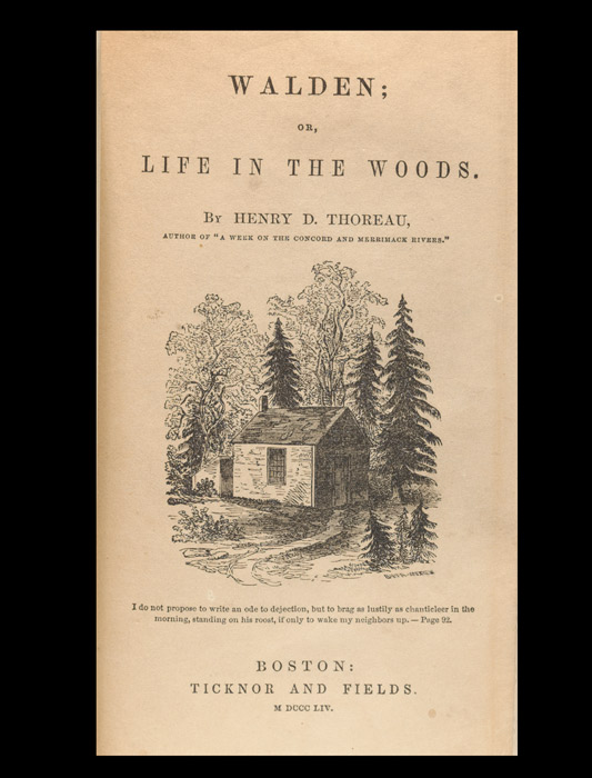 Henry D. Thoureau, Walden. Life in the woods, first edition cover.